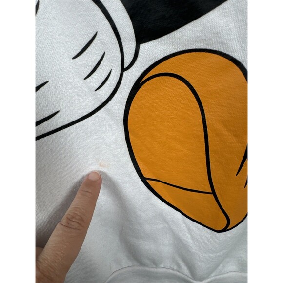Disney Mickey Mouse "OH BOY" White Sweatshirt (small Stains) Juniors‎ Sz Large - Picture 3 of 9
